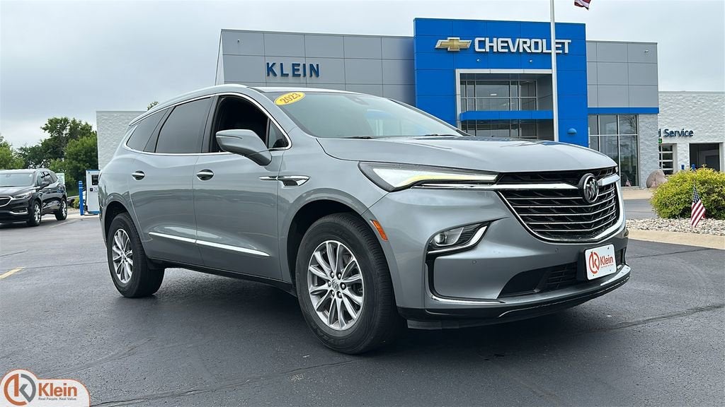 2023 Buick Enclave Essence in Moonstone Gray Metallic — front three-quarter view