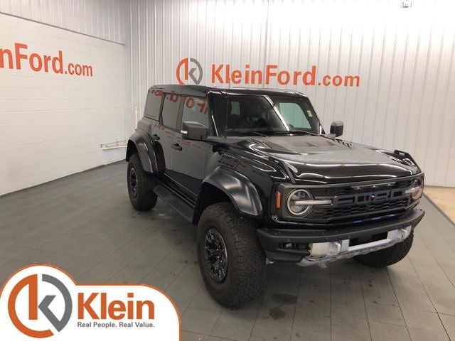 2025 Ford Bronco Raptor in Shadow Black — front three-quarter view