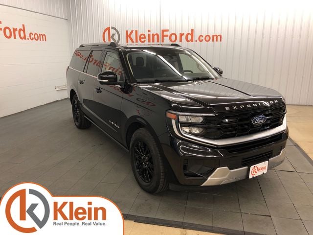2025 Ford Expedition Max Platinum ROOF in Agate Black Metallic — front three-quarter view