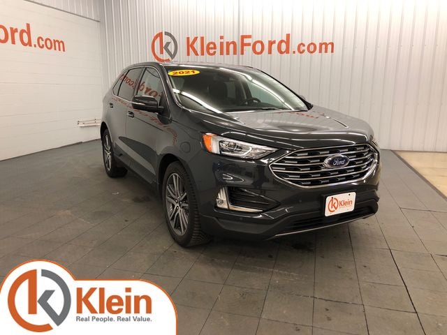 2021 Ford Edge Titanium ROOF/CO-PILOT 360 in Lithium Gray — front three-quarter view